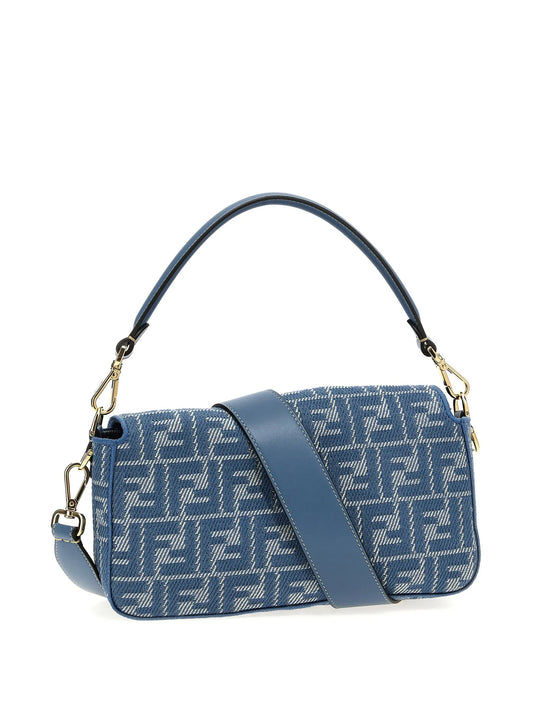 Baguette Small Bag – Blue Embossed Canvas