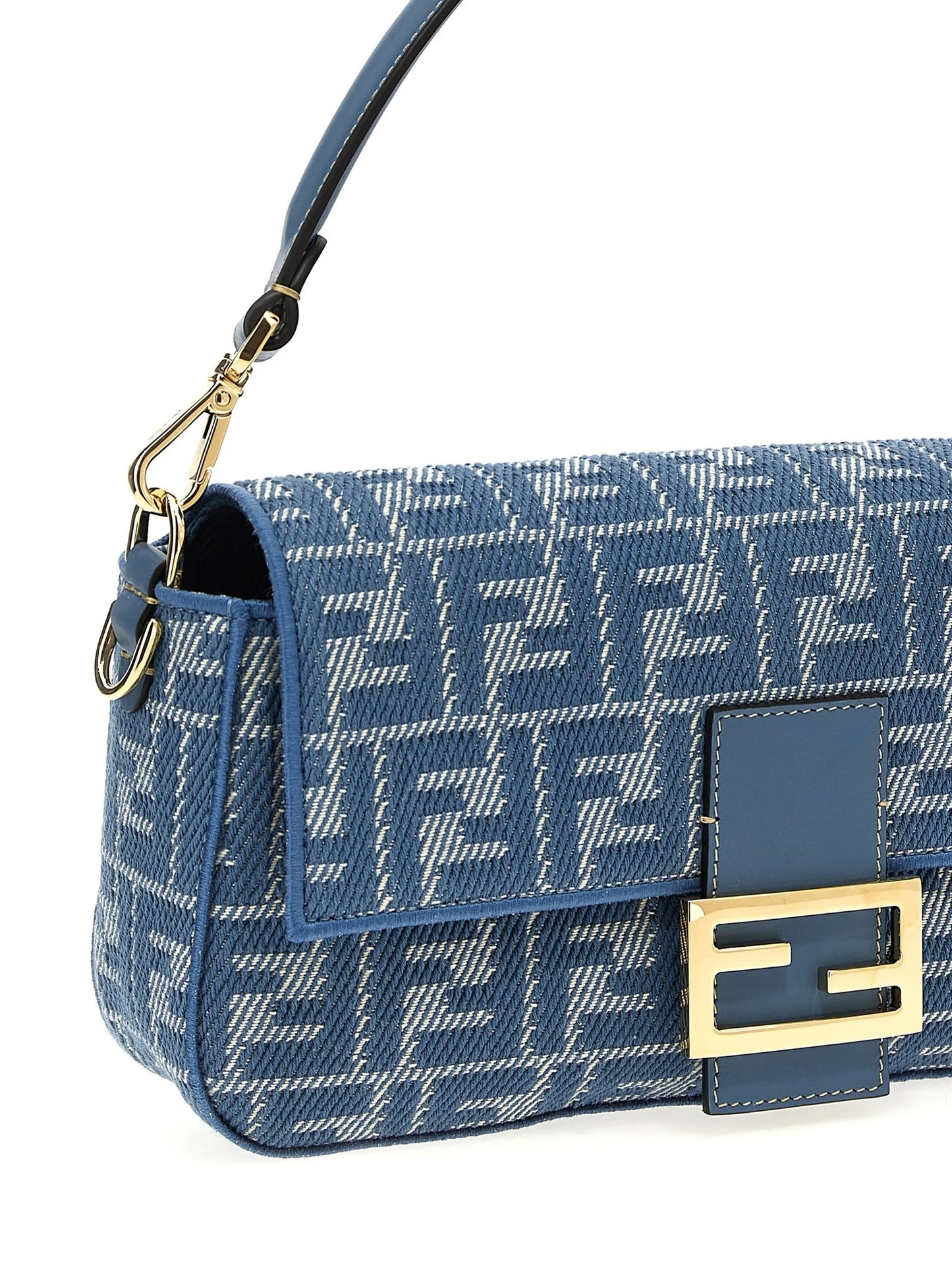 Baguette Small Bag – Blue Embossed Canvas