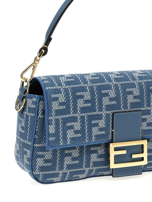 Baguette Small Bag – Blue Embossed Canvas
